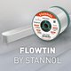 Lötdrahtspule und Lotbarren von Stannol mit Logo und Schriftzug "FLOWTIN BY STANNOL".