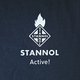 The picture shows the Stannol logo in white and the lettering Stannol Active! on a dark blue background. 