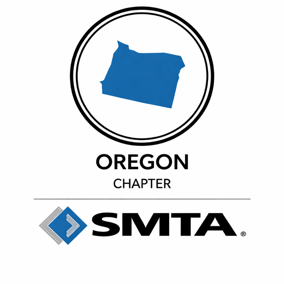 [Translate to Englisch:] Logo der SMTA Oregon Chapter mit blauem Silhouettenbild von Oregon.
