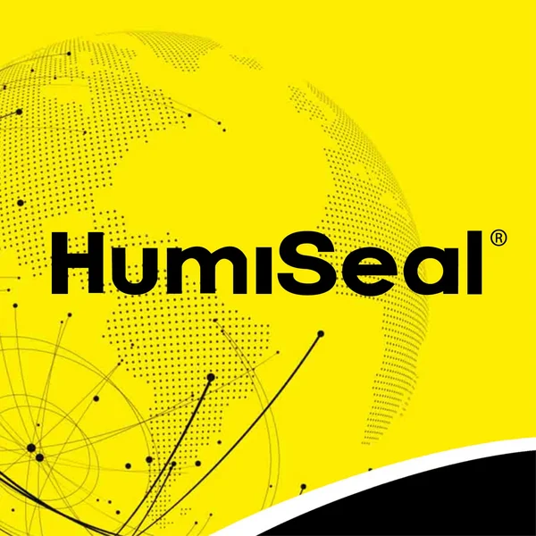 The HumiSeal logo can be seen in the picture: Yellow background with black lettering.