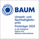 Logo der BAUM mit Umwelt- und Nachhaltigkeitspreis 2025 für KMU.