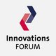 [Translate to Englisch:] Abstraktes Logo mit roten und blauen Formen, Text: "Innovations FORUM".