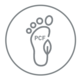 The picture shows a stylised footprint on a grey background, with the lettering PCF in the middle.