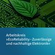 The picture shows a stylized circuit board and a green leaf in the cut. The title of the event can be read in the lower half: EcoReliability working group - reliable and sustainable electronics