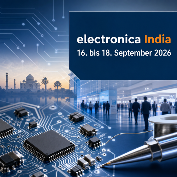 [Translate to Englisch:] Mikrochip-Platine, Taj Mahal, event details für electronica India 2026.