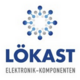 The picture shows the Lökast logo. Blue and grey beads arranged in a circle, with the blue lettering ‘Lökast’ and the grey lettering ‘Elektronik-Komponenten’ underneath.